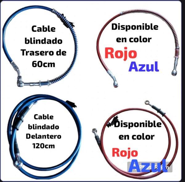 Cable Blindado Delantero y Trasero: Rojo y Azul,