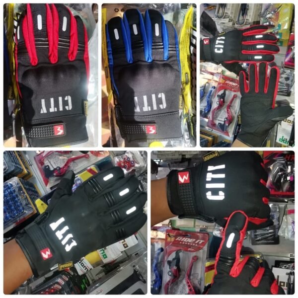 Guantes Marca CITI con Protector en Rojo, Azul y Negro - Par